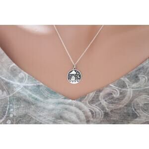 Sterling Silver Sailboat Charm with Bronze Stars and Moon Necklace